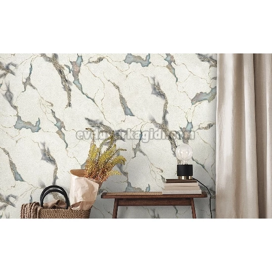 Decowall Odessa Beyaz Gold Yeşil Mermer Desenli 2509-01 Duvar Kağıdı 16.50 M²