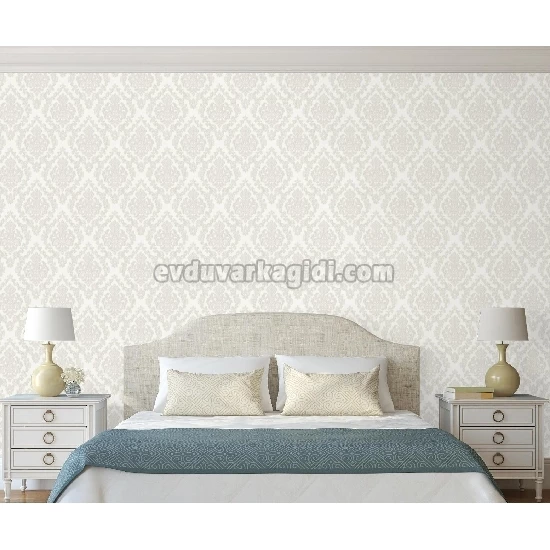 Adawall Dante Beyaz Motifli Damask Desenli 1405-1 Duvar Kağıdı 10.60 M²