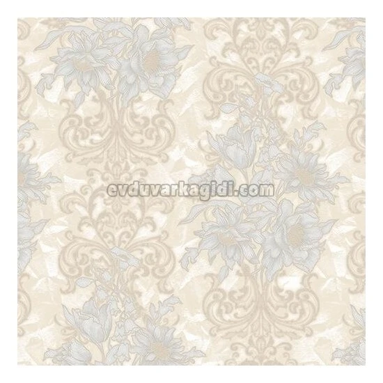 Adawall Seven Beyaz Açık Bej Çiçek Figürlü Rokoko Damask Desenli 7805-1 Duvar Kağıdı 16.50 M²