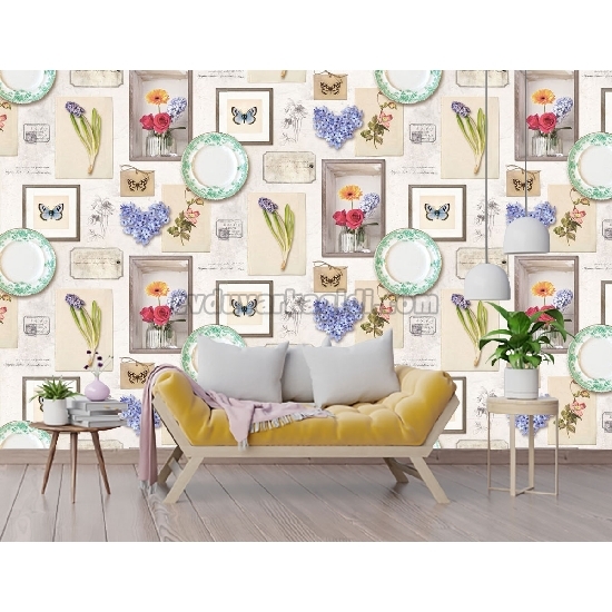 Ugepa (fransız) Home 3 Boyutlu Krem Çok Renkli Pop Art Desenli L21307 Duvar Kağıdı 5 M²