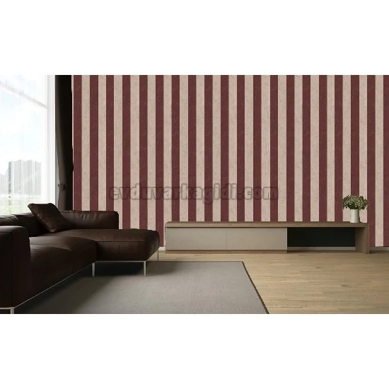 Decowall Retro Bej Bordo Sarı Modern Çizgi Desenli 5002-02 Duvar Kağıdı 16.50 M²