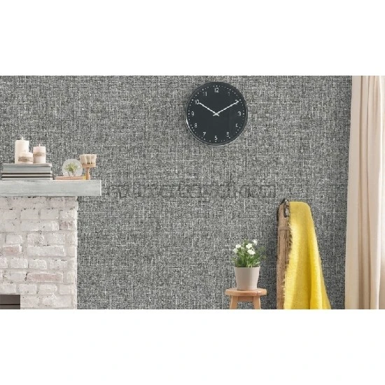 Decowall Maki Gri Siyah Kumaş Keten Düz Desenli 401-05 Duvar Kağıdı 16.50 M²