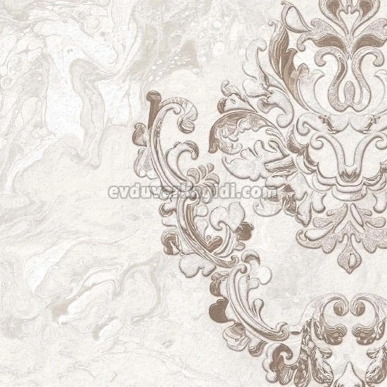 Duka Voyage Beyaz Açık Bej Zemin Kahverengi Damask Desenli 24760-1 Duvar Kağıdı 10.60 M²