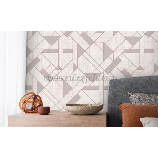 Decowall Tudor Krem Bej Modern Geometrik Desenli 3508-02 Duvar Kağıdı 16.50 M²