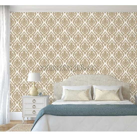 Adawall Dante Beyaz Zemin Gold Motifli Damask Desenli 1405-5 Duvar Kağıdı 10.60 M²