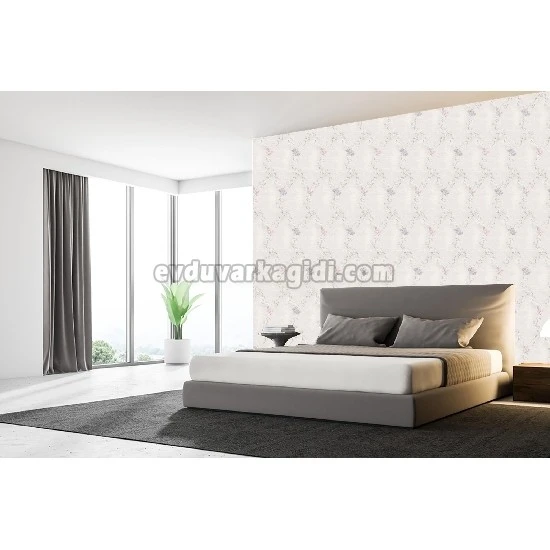 Decowall Armani Gri Beyaz Mor Pembe Yeşil Çiçek Desenli 3006-02 Duvar Kağıdı 16.50 M²