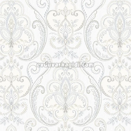 Adawall Tropicano Beyaz Motifli Damask Desenli 9901-1 Duvar Kağıdı 16.50 M²