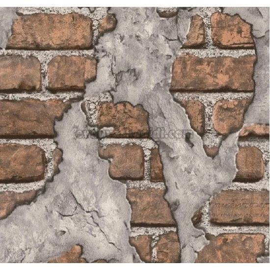 Wall212 3d Single Kiremit Gri Eskimiş 3 Boyutlu Tuğla Desenli 2011 Duvar Kağıdı 5 M²