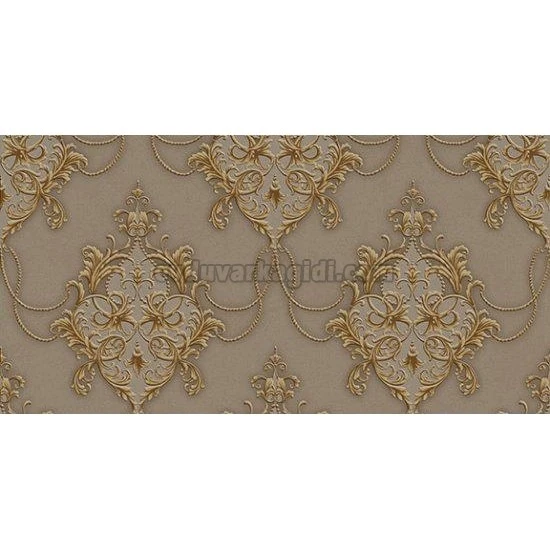 Ottoman Wallcoverings Kahve Zemin Bakır Motifler Klasik Desenli B055 Duvar Kağıdı 16.50 M²