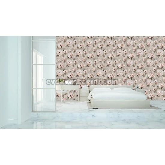 Bella Wallcoverings Bej Pembe Yeşil Çicek Desenli RS75501 Duvar Kağıdı 16.50 M²