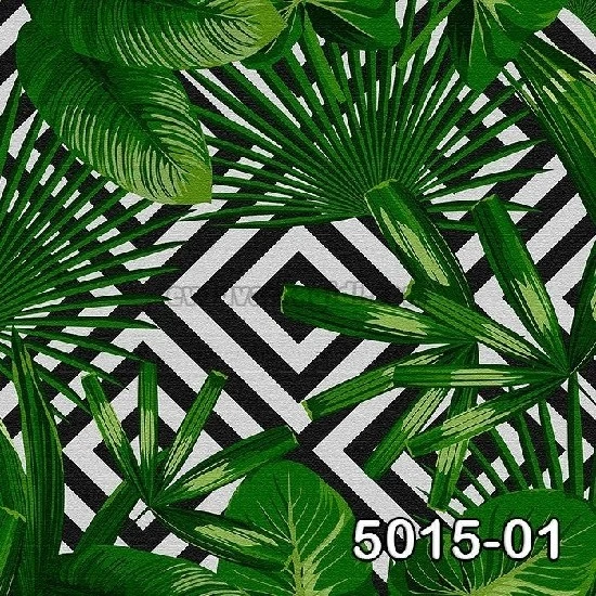 Decowall Retro 3d Beyaz Siyah Yeşil Tropikal Yaprak Desenli 5015-01 Duvar Kağıdı 16.50 M²