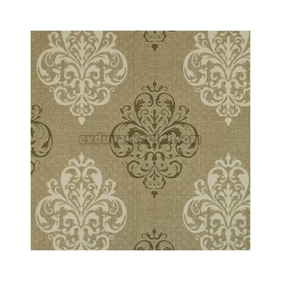 Golden Flamingo Geometrik Zemin Üstüne Kahve Damask Desenli 17223 Duvar Kağıdı 5 M²