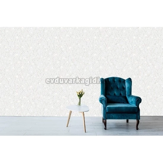 Adawall Seven Beyaz Çiçek Motif Desenli 7800-1 Duvar Kağıdı 16.50 M²