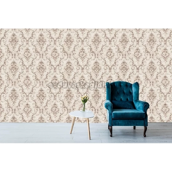 Decowall Retro Krem Kahve Damask Desenli 5001-03 Duvar Kağıdı 16.50 M²