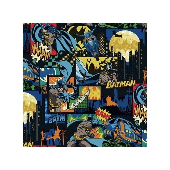 Adawall Ada Kids Koyu Mavi Renkli Batman Karekter Desenli 8917-1 Duvar Kağıdı 10 M²