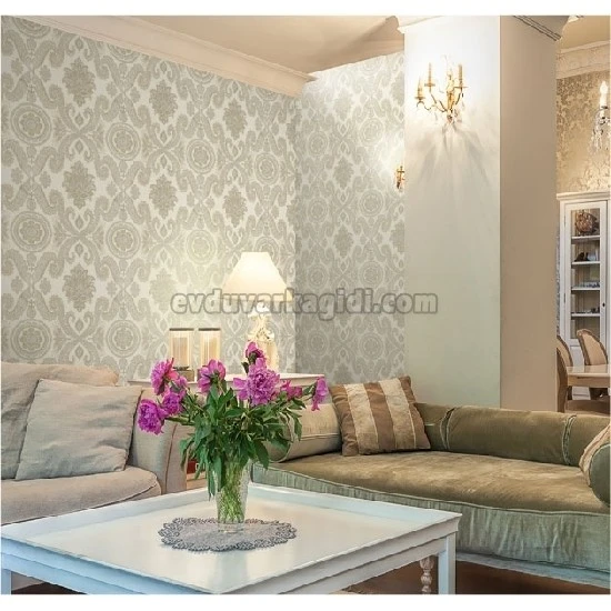 Muse Kahve Krem Gri Motifli Damask Desenli 5021-1 Duvar Kağıdı 16.50 M²