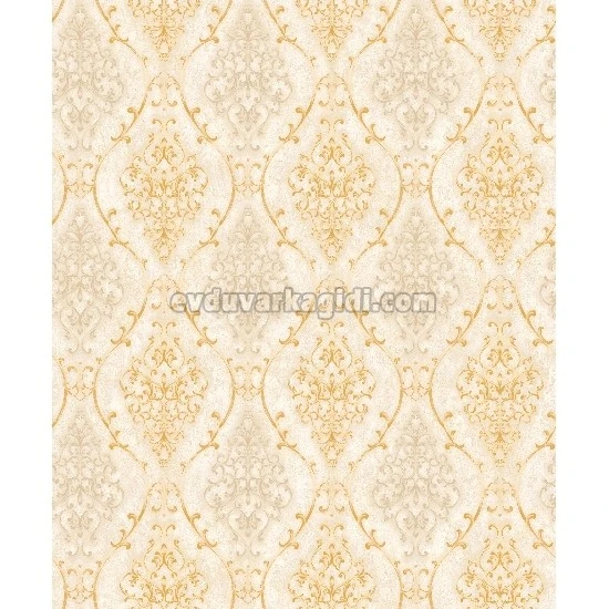 Bella Wallcoverings Krem Zemin Koyu Gold Motifli Damask Desenli YG31802 Duvar Kağıdı 16.50 M²