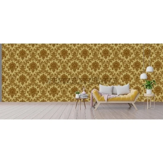 Ottoman Wallcoverings Sarı Zemin Gold Motifler Damask Desenli C034 Duvar Kağıdı 16.50 M²