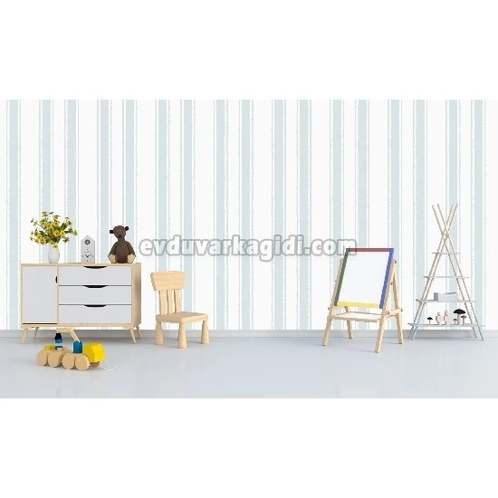 Adawall Ada Kids Mavi Beyaz Çizgi Desenli 8900-1 Duvar Kağıdı 10 M²