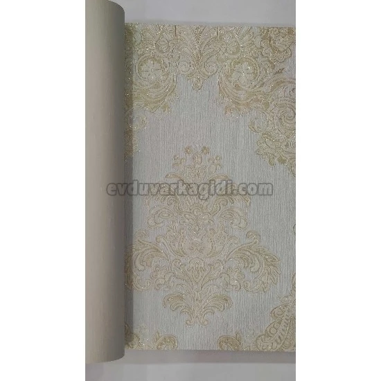 Maxwall Cappadocia Krem Zemin Üstüne Motifli Sarı Simli Damask Desenli 52-002 Duvar Kağıdı 16.50 M²