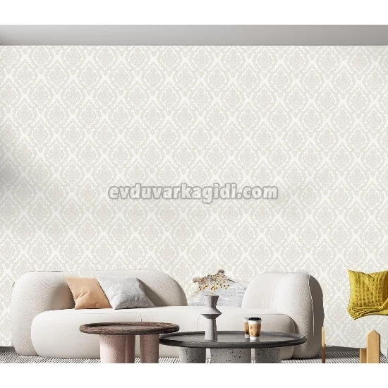 Adawall Dante Beyaz Motifli Damask Desenli 1405-1 Duvar Kağıdı 10.60 M²