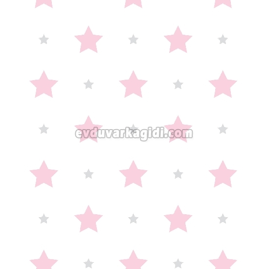 Milky Baby Beyaz Pembe Yıldız Desenli Bebek Odası 412-1 Duvar Kağıdı