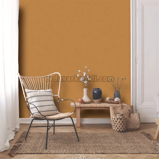 Duka Motto Linen Hardal Modern Düz Desenli 28333-10 Duvar Kağıdı 10.60 M²