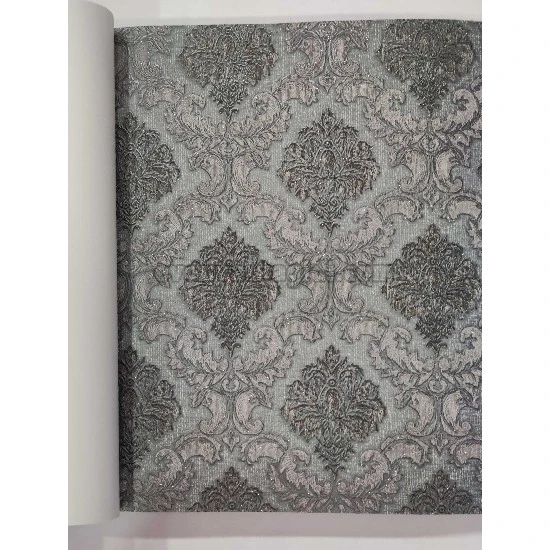 Maxwall Cappadocia Lacivert Gri Klasik Motifli Damask Desenli 42-008 Duvar Kağıdı 16.50 M²