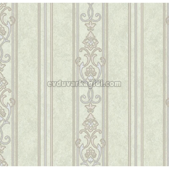 Adawall Rumi Gri Klasik Süslemeli Çizgi Desenli 6805-2 Duvar Kağıdı 10.60 M²