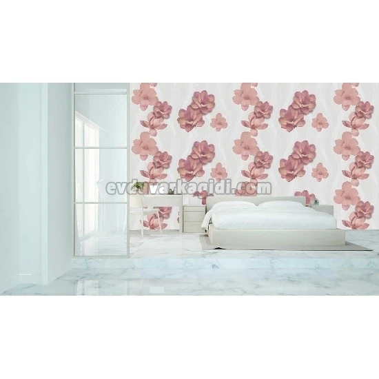 Gmz Vav Collection Gri Vizon Lila Çiçek Desenli 42315-3 Duvar Kağıdı 16.50 M²