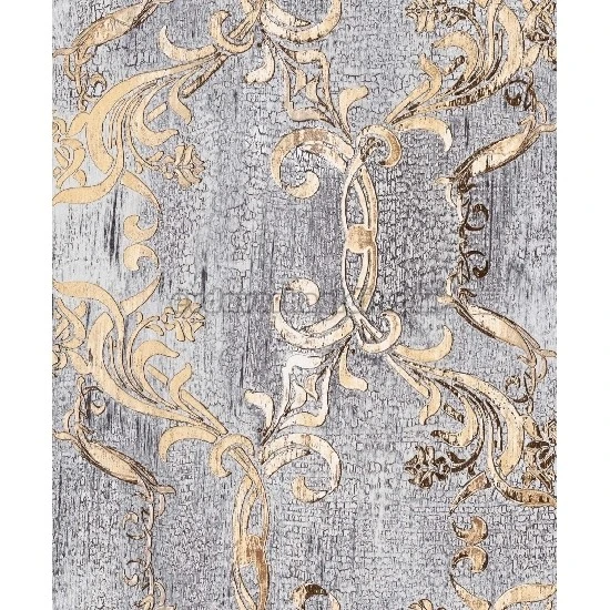 A'la Venda Gri Ahşap Zemin Üstüne Gold Motif Desenli DL11205 Duvar Kağıdı 16.50 M²