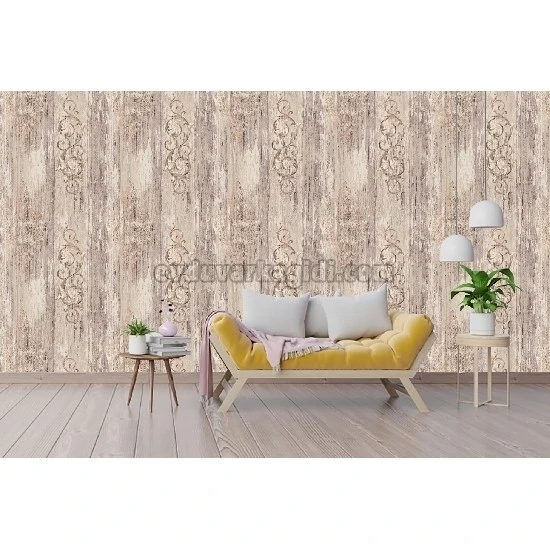 Bella Wallcoverings Gri Kahve Eskitme Zemin Klasik Motif Desenli YG30506 Duvar Kağıdı 16.50 M²