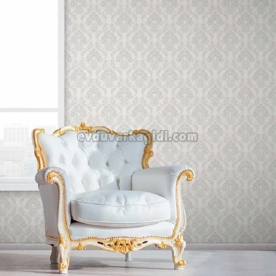 Duka Legend Gri Zemin Mavi Motifli Damask Desenli 81152-2 Duvar Kağıdı 16.50 M²