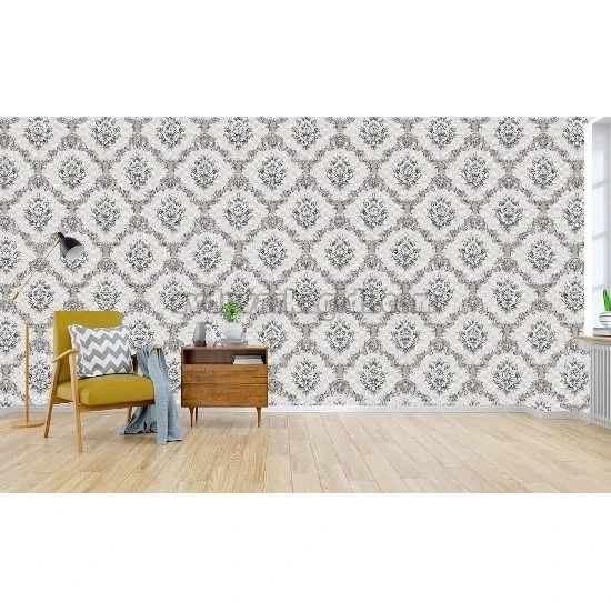 Duka Sawoy Gri Gümüş Damask Desenli 17140-2 Duvar Kağıdı 10.00 M²