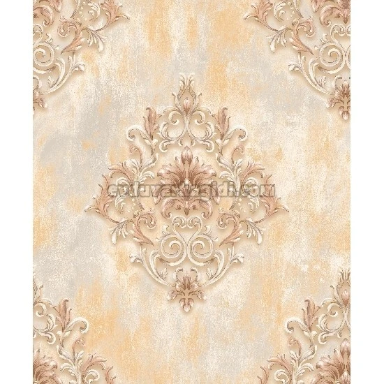 Bella Wallcoverings Sarı Gri Kahve Damask Desenli YG31102 Duvar Kağıdı 16.50 M²