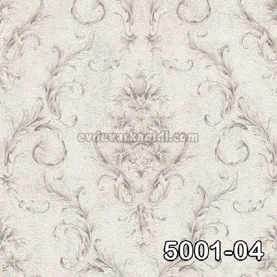 Decowall Retro Beyaz Gri Damask Desenli 5001-04 Duvar Kağıdı 16.50 M²