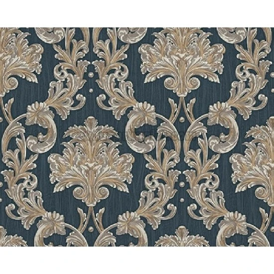 Adawall Rumi Mavi Altın Motifli Damask Desenli 6808-5 Duvar Kağıdı 10.60 M²