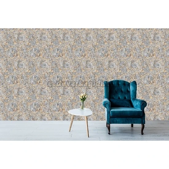 Bella Wallcoverings Gri Eskitme Zemin Gold Motif Desenli YG32403 Duvar Kağıdı 16.50 M²