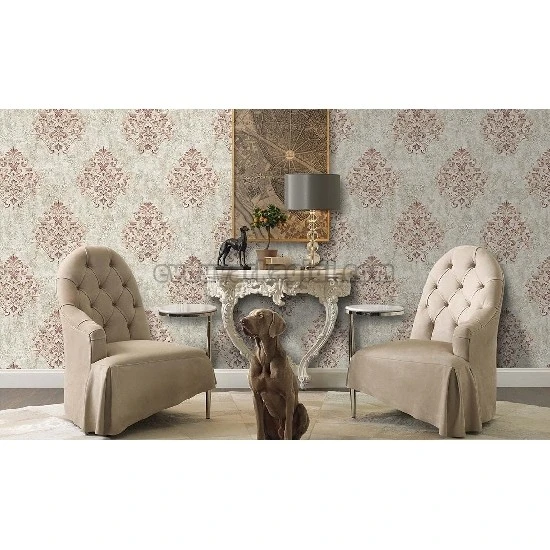 Decowall Armani Bej Bordo Sarı Dokulu Damask Desenli 3013-01 Duvar Kağıdı 16.50 M²